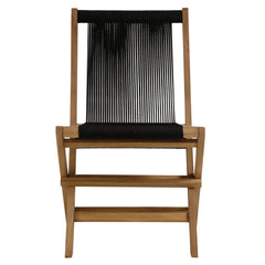 Vienna Natural/Black Outdoor Patio Teak and Rope Folding Chairs (Set of 4) - Ornate Home