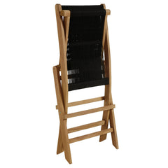 Vienna Natural/Black Outdoor Patio Teak and Rope Folding Chairs (Set of 4) - Ornate Home