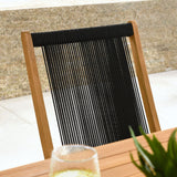Vienna Natural/Black Outdoor Patio Teak and Rope Folding Chairs (Set of 4) - Ornate Home