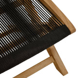 Vienna Natural/Black Outdoor Patio Teak and Rope Folding Ottoman - Ornate Home