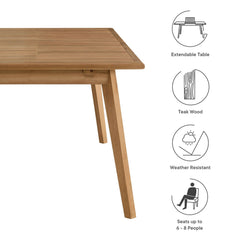 Vienna Natural Outdoor Patio Teak Wood Extendable Dining Table - Ornate Home