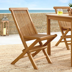 Vienna Natural Outdoor Patio Teak Wood Folding Dining Chairs (Set of 4) - Ornate Home