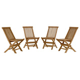 Vienna Natural Outdoor Patio Teak Wood Folding Dining Chairs (Set of 4) - Ornate Home