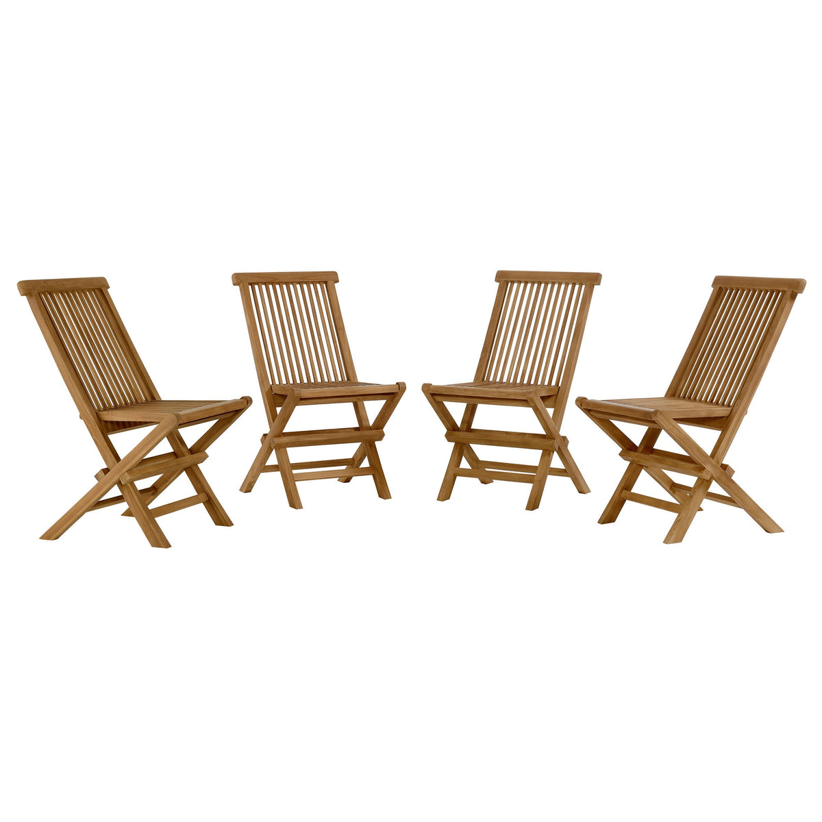 Vienna Natural Outdoor Patio Teak Wood Folding Dining Chairs (Set of 4) - Ornate Home