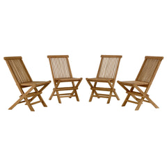 Vienna Natural Outdoor Patio Teak Wood Folding Dining Chairs (Set of 4) - Ornate Home