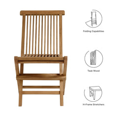 Vienna Natural Outdoor Patio Teak Wood Folding Dining Chairs (Set of 4) - Ornate Home