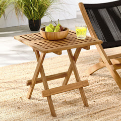 Vienna Natural Outdoor Patio Teak Wood Side Table - Ornate Home