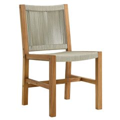 Vienna Natural Outdoor Patio Teak and Rope Armless Dining Chairs (Set of 2) - Ornate Home