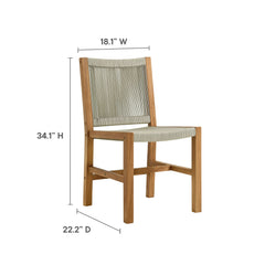 Vienna Natural Outdoor Patio Teak and Rope Armless Dining Chairs (Set of 2) - Ornate Home