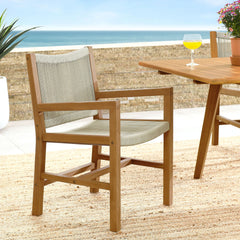 Vienna Natural Outdoor Patio Teak and Rope Dining Armchairs (Set of 2) - Ornate Home