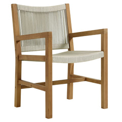 Vienna Natural Outdoor Patio Teak and Rope Dining Armchairs (Set of 2) - Ornate Home
