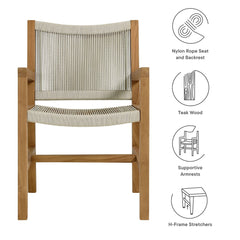 Vienna Natural Outdoor Patio Teak and Rope Dining Armchairs (Set of 2) - Ornate Home