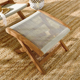 Vienna Natural Outdoor Patio Teak and Rope Folding Ottoman - Ornate Home