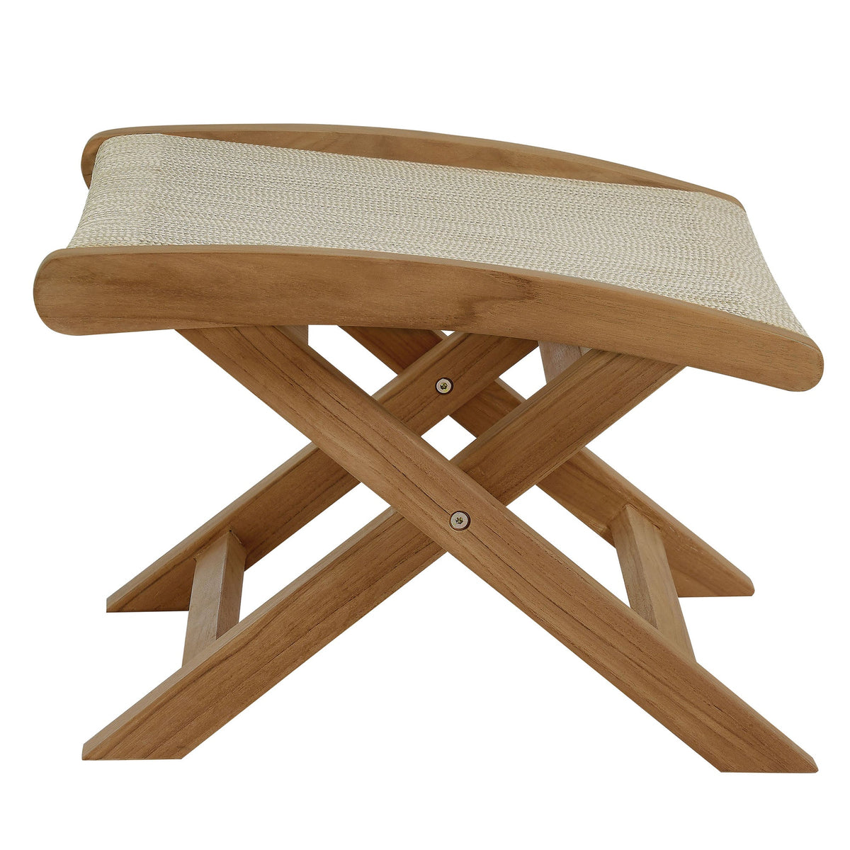 Vienna Natural Outdoor Patio Teak and Rope Folding Ottoman - Ornate Home