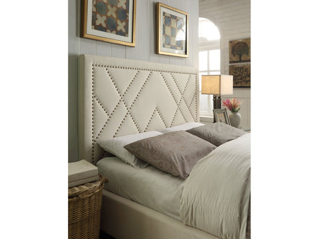 Vienne Nailhead Patterned Upholstered Headboard in Powder - Ornate Home