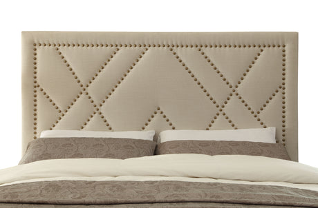 Vienne Nailhead Patterned Upholstered Headboard in Powder - Ornate Home