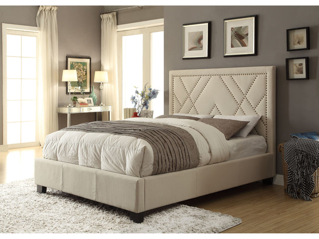 Vienne Nailhead Upholstered Full Platform Storage Bed in Powder - Ornate Home