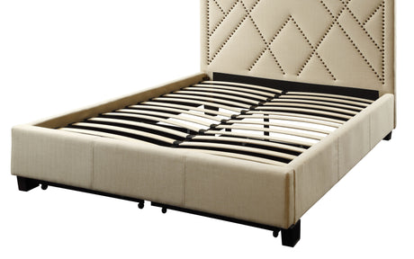 Vienne Nailhead Upholstered Full Platform Storage Bed in Powder - Ornate Home