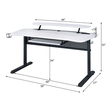 Vildre White Gaming Desk w/LED & USB Port - Ornate Home