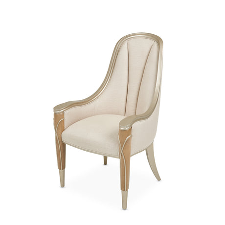 Villa Cherie Caramel/Frosted Linen Dining Arm Chair - Ornate Home