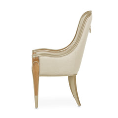 Villa Cherie Caramel/Frosted Linen Dining Arm Chair - Ornate Home