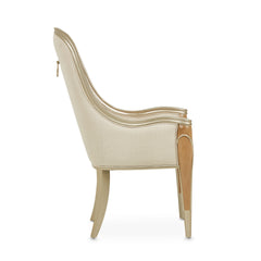 Villa Cherie Caramel/Frosted Linen Dining Arm Chair - Ornate Home