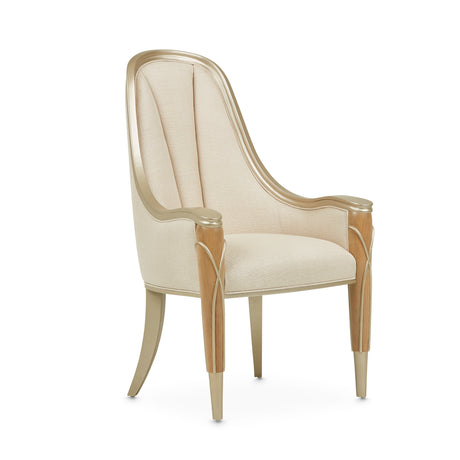 Villa Cherie Caramel/Frosted Linen Dining Arm Chair - Ornate Home