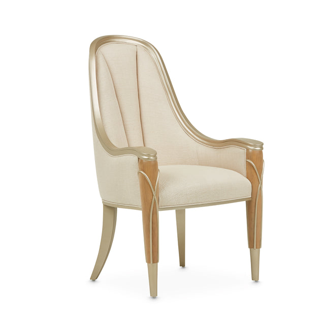 Villa Cherie Caramel/Frosted Linen Dining Arm Chair - Ornate Home