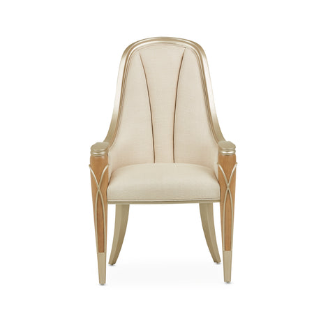 Villa Cherie Caramel/Frosted Linen Dining Arm Chair - Ornate Home