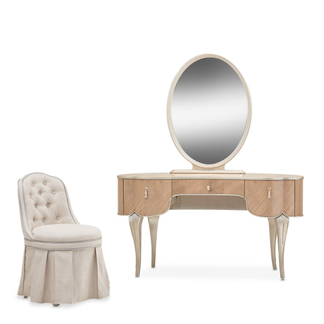 Villa Cherie Caramel Vanity Set with Mirror & Chair - Ornate Home