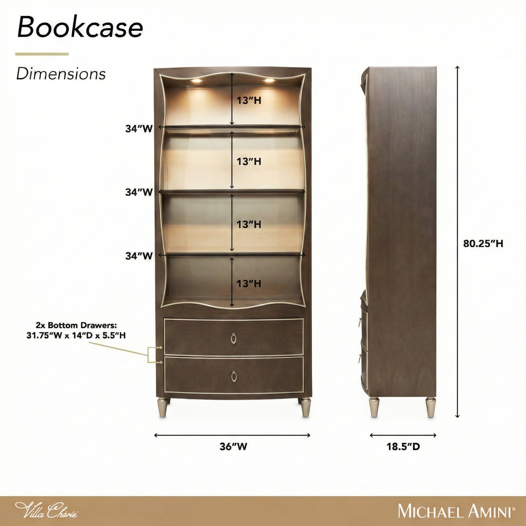 Villa-Cherie Hazelnut Bookcase - Ornate Home