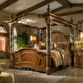 Villa Valencia Classic Chestnut Canopy Bed - Ornate Home