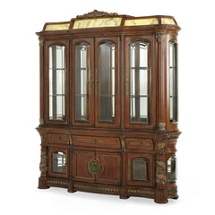 Villa Valencia Classic Chestnut China Buffet with Lighted Top - Ornate Home