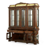 Villa Valencia Classic Chestnut China Buffet with Lighted Top - Ornate Home