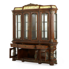 Villa Valencia Classic Chestnut China Buffet with Lighted Top - Ornate Home