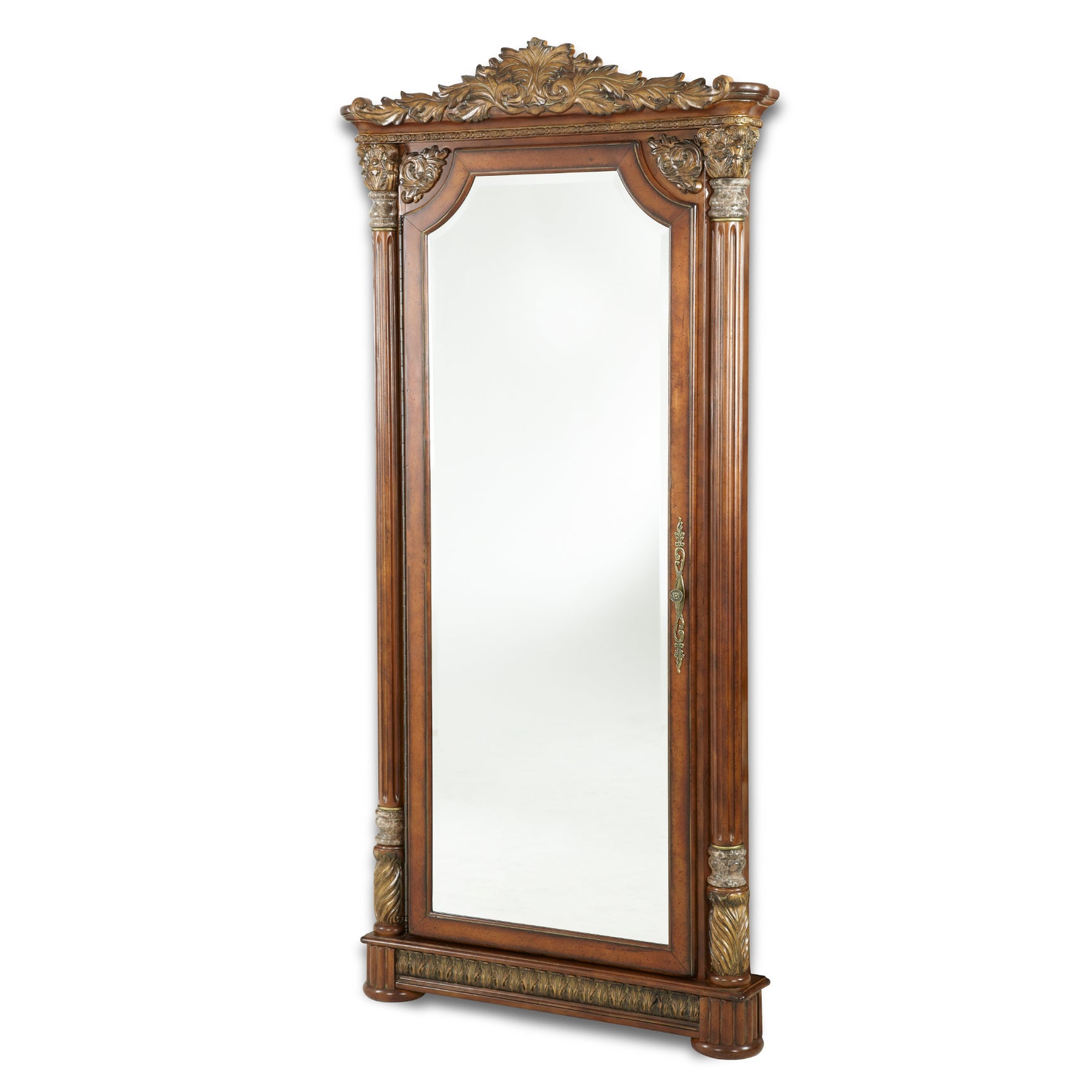 Villa Valencia Classic Chestnut Floor Accent Mirror - Ornate Home