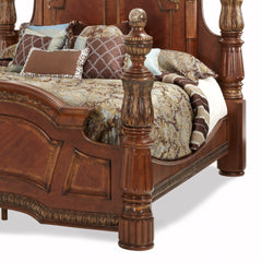 Villa Valencia Classic Chestnut Low Poster Bed - Ornate Home
