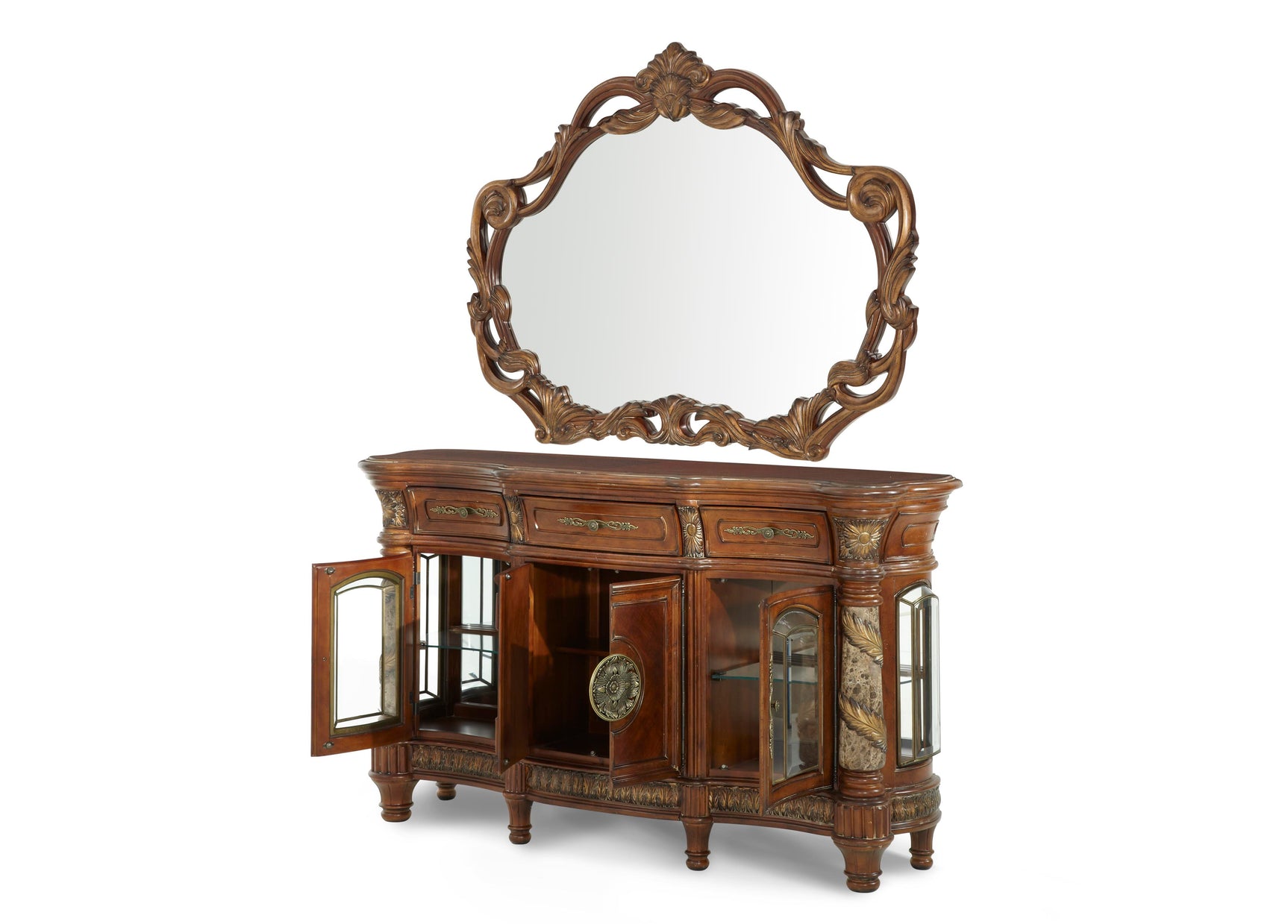 Villa Valencia Classic Chestnut Sideboard with Mirror - Ornate Home
