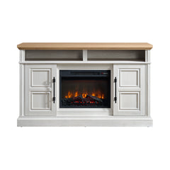Villa White/Natural Console with 23" Fireplace Insert - Ornate Home