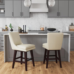 Villanova Espresso/Beige Swivel Counter Stool (Set of 2) - Ornate Home