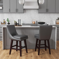 Villanova Espresso/Pewter Swivel Counter Stool (Set of 2) - Ornate Home
