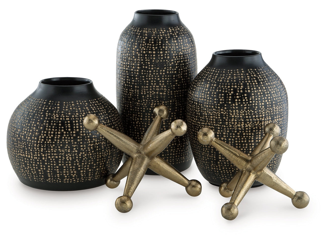 Vinburn Black/Gold Finish Accessory Set (Set of 5) (Online Special Price) - Ornate Home