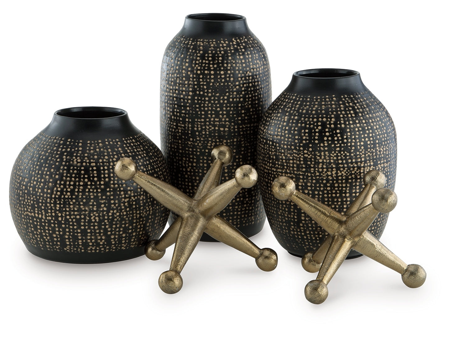Vinburn Black/Gold Finish Accessory Set (Set of 5) - Ornate Home