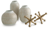 Vinburn White/Gold Finish Accessory Set (Set of 5) - Ornate Home