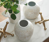 Vinburn White/Gold Finish Accessory Set (Set of 5) - Ornate Home