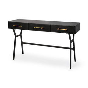 Vince Black/Gold Metal 3 Drawer Office Desk - Ornate Home
