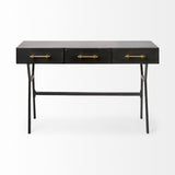Vince Black/Gold Metal 3 Drawer Office Desk - Ornate Home