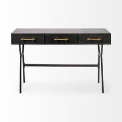 Vince Black/Gold Metal 3 Drawer Office Desk - Ornate Home
