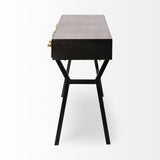 Vince Black/Gold Metal 3 Drawer Office Desk - Ornate Home