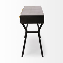 Vince Black/Gold Metal 3 Drawer Office Desk - Ornate Home